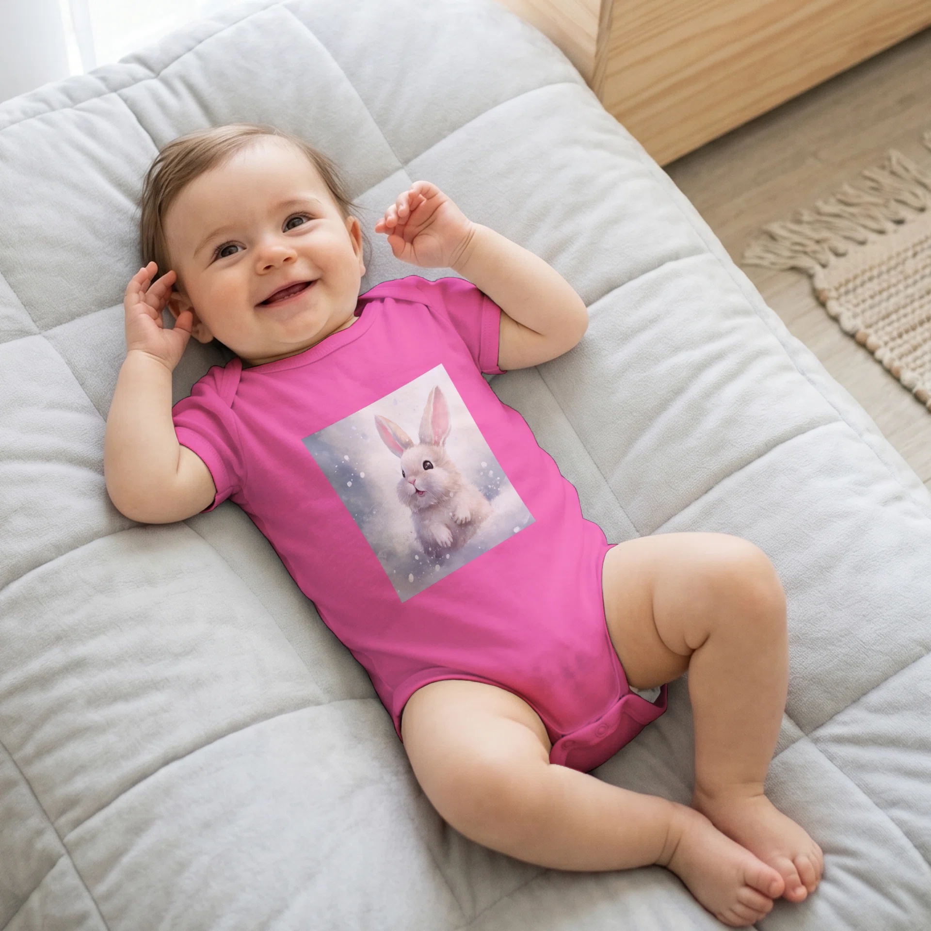 Girl Baby Thin Jersey Bodysuit - Rabbit Skins 4400 Görsel 2