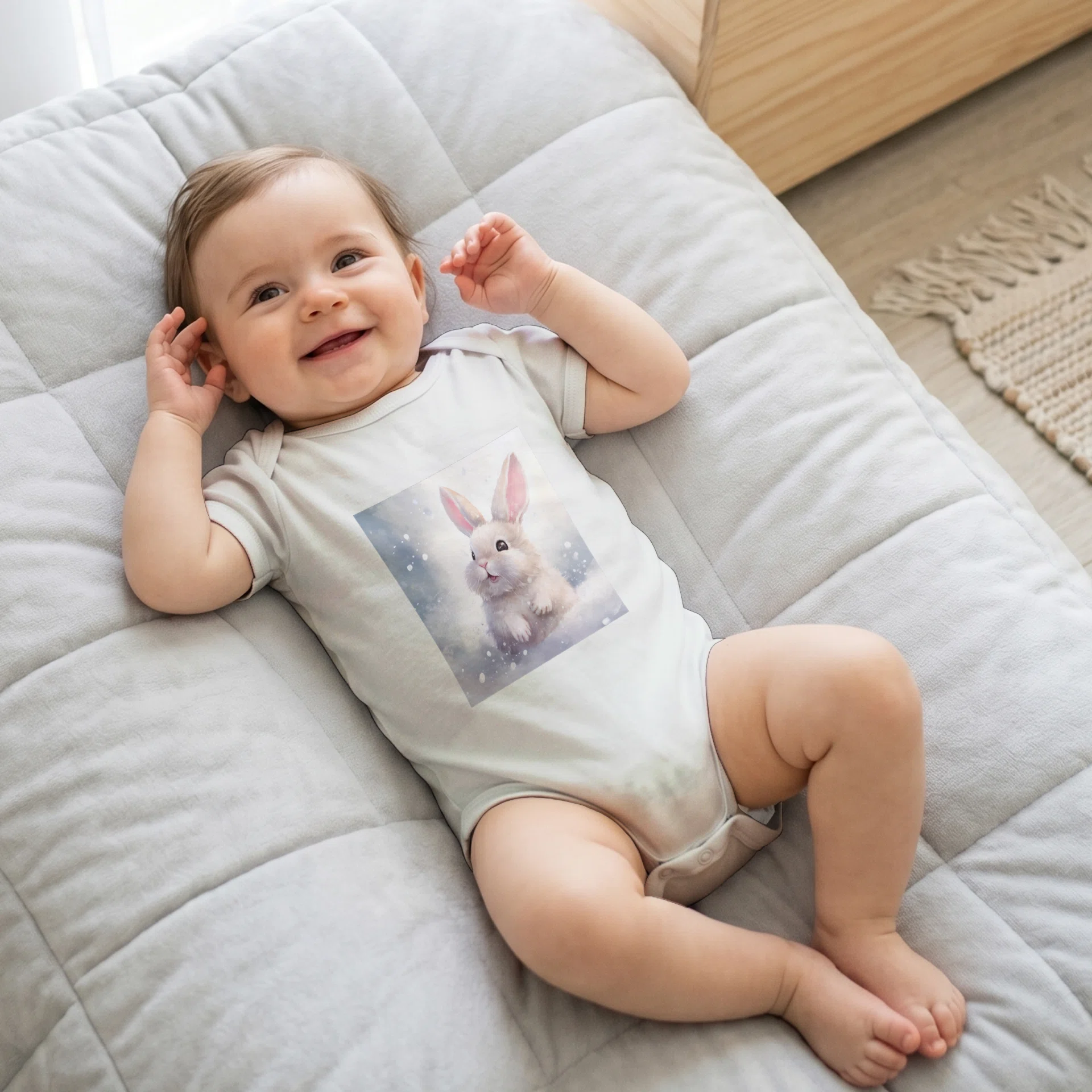 Girl Baby Thin Jersey Bodysuit - Rabbit Skins 4400 Image 2