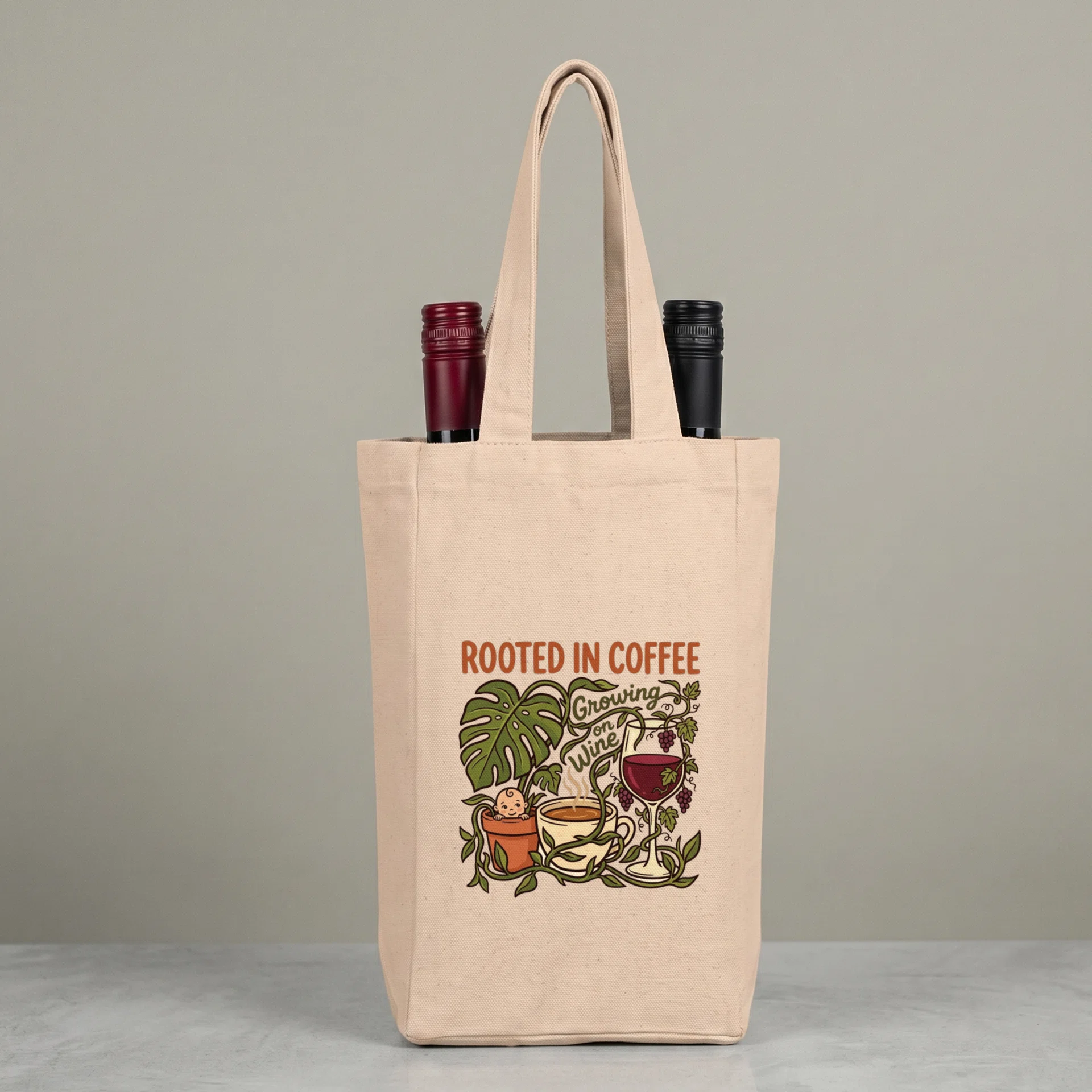 Custom Double Wine Tote Bag Görsel 2