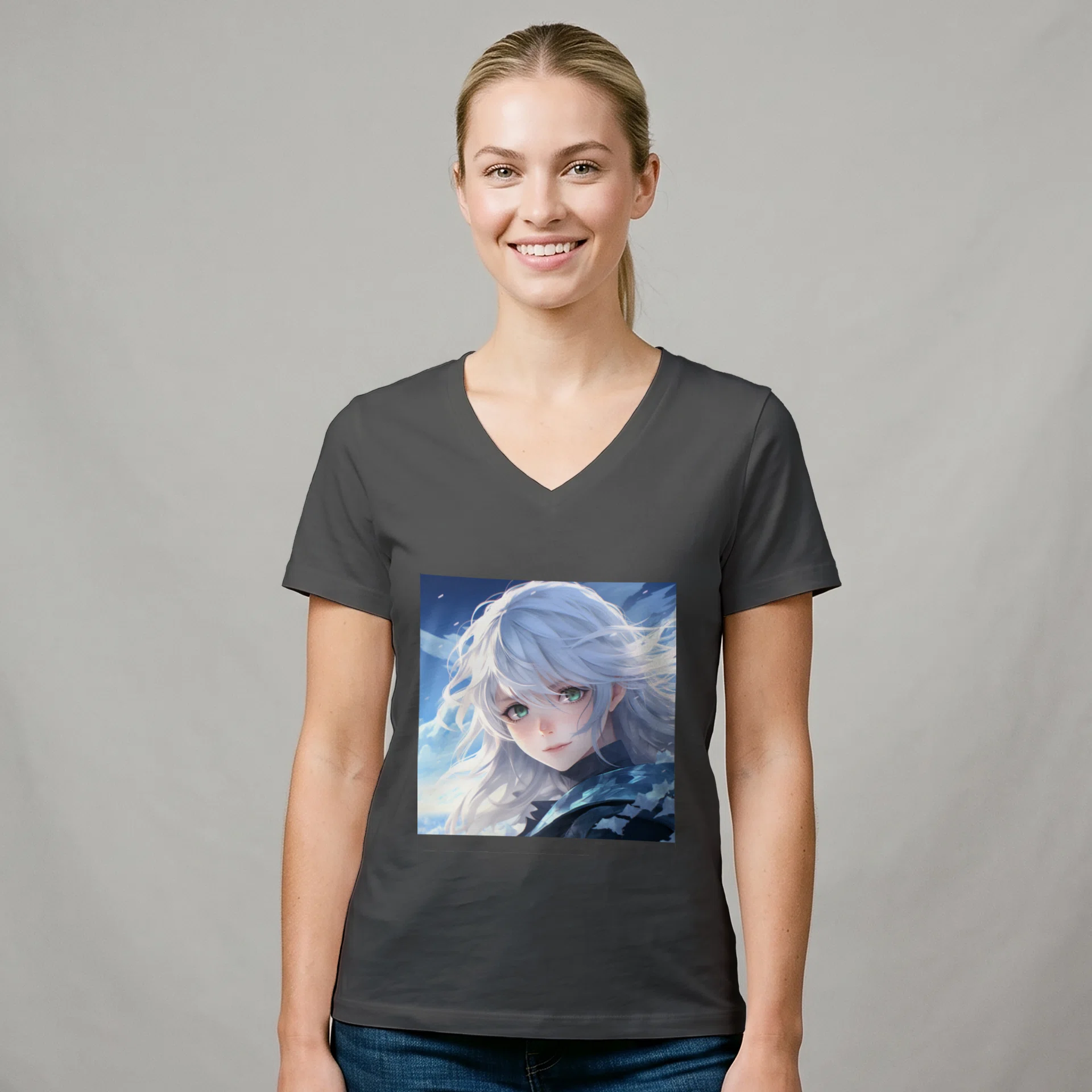 Women's Relaxed Jersey Short Sleeve V-Neck Tee - Bella Canvas 6405 Görsel 2