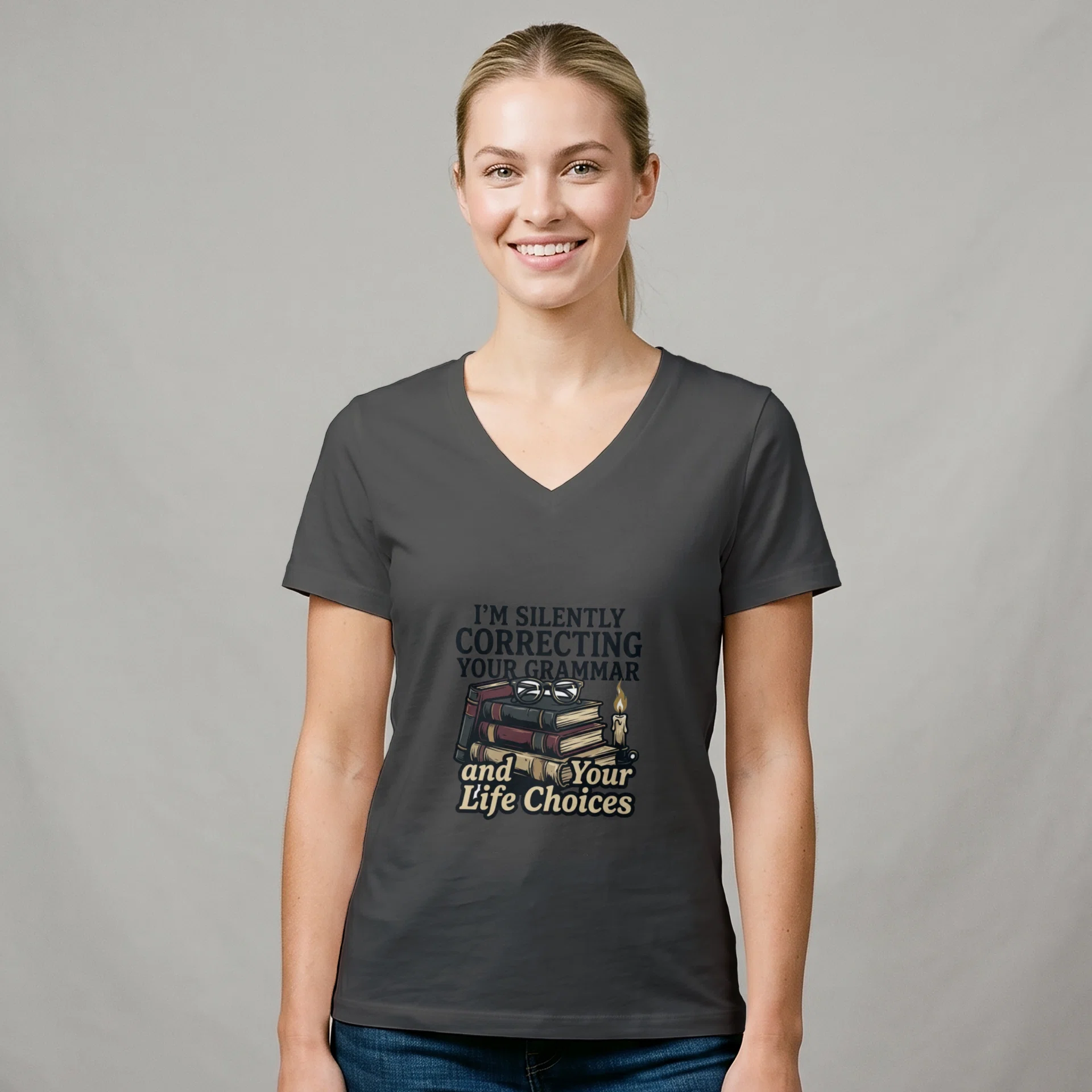 Women's Relaxed Jersey Short Sleeve V-Neck Tee - Bella Canvas 6405 Görsel 2