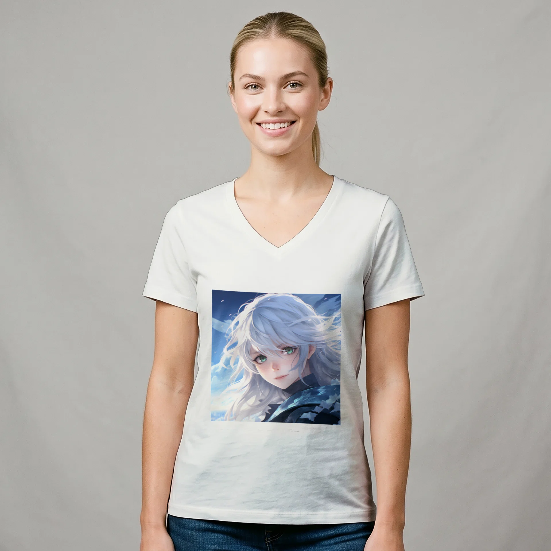 Women's Relaxed Jersey Short Sleeve V-Neck Tee - Bella Canvas 6405 Görsel 2