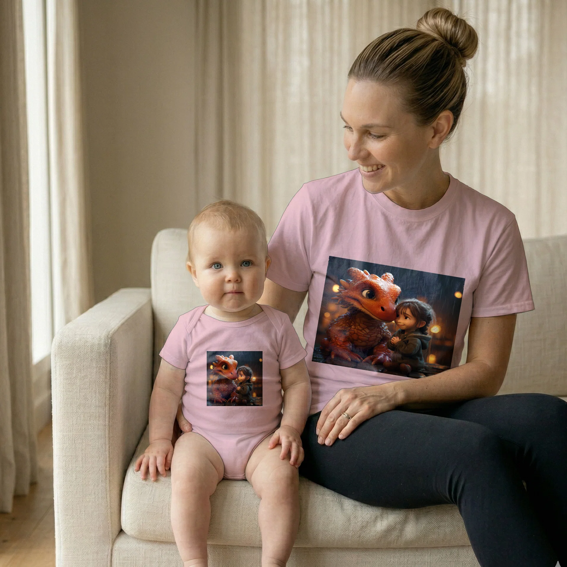 Women's T-shirt and Infant Fine Jersey Bodysuit - Gildan 5000-Rabbit Skins 4424 Görsel 2