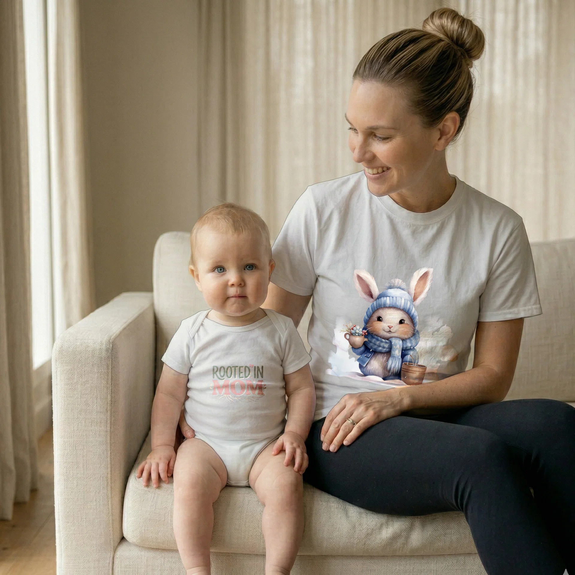 Women's T-shirt and Infant Fine Jersey Bodysuit - Gildan 5000-Rabbit Skins 4424 Görsel 2