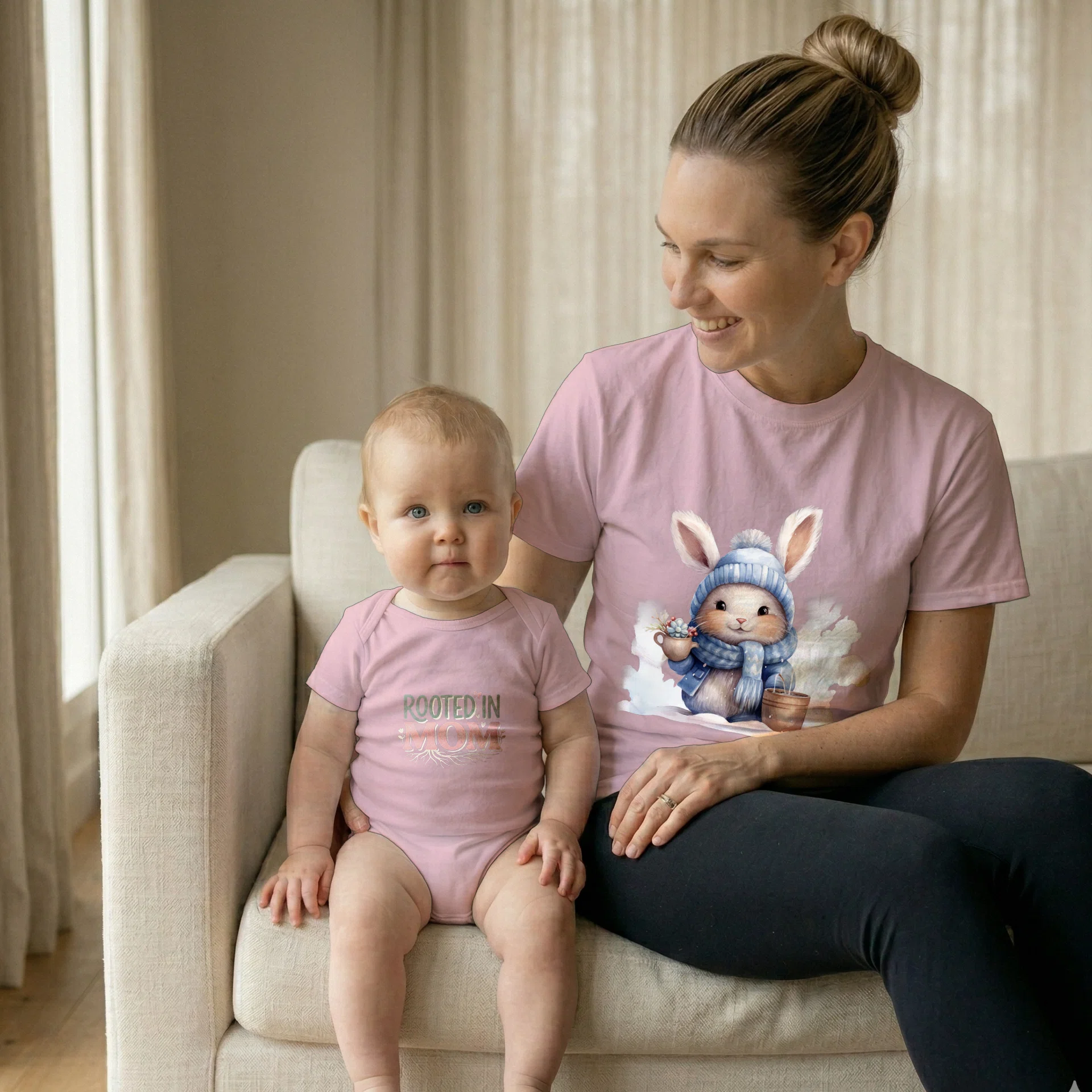 Women's T-shirt and Infant Fine Jersey Bodysuit - Gildan 5000-Rabbit Skins 4424 Görsel 2