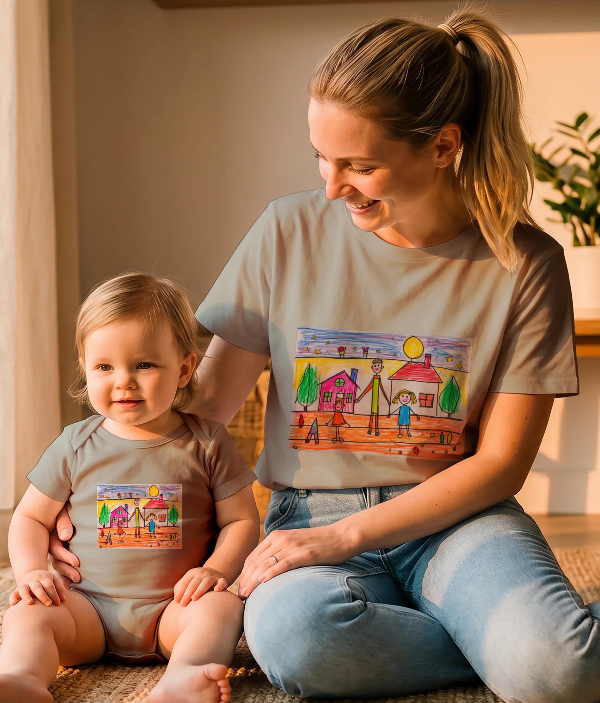 Unisex Jersey Short Sleeve Tee and Infant Fine Jersey Bodysuit - Bella+Canvas 3001-Rabbit Skins 4424 Görsel 2