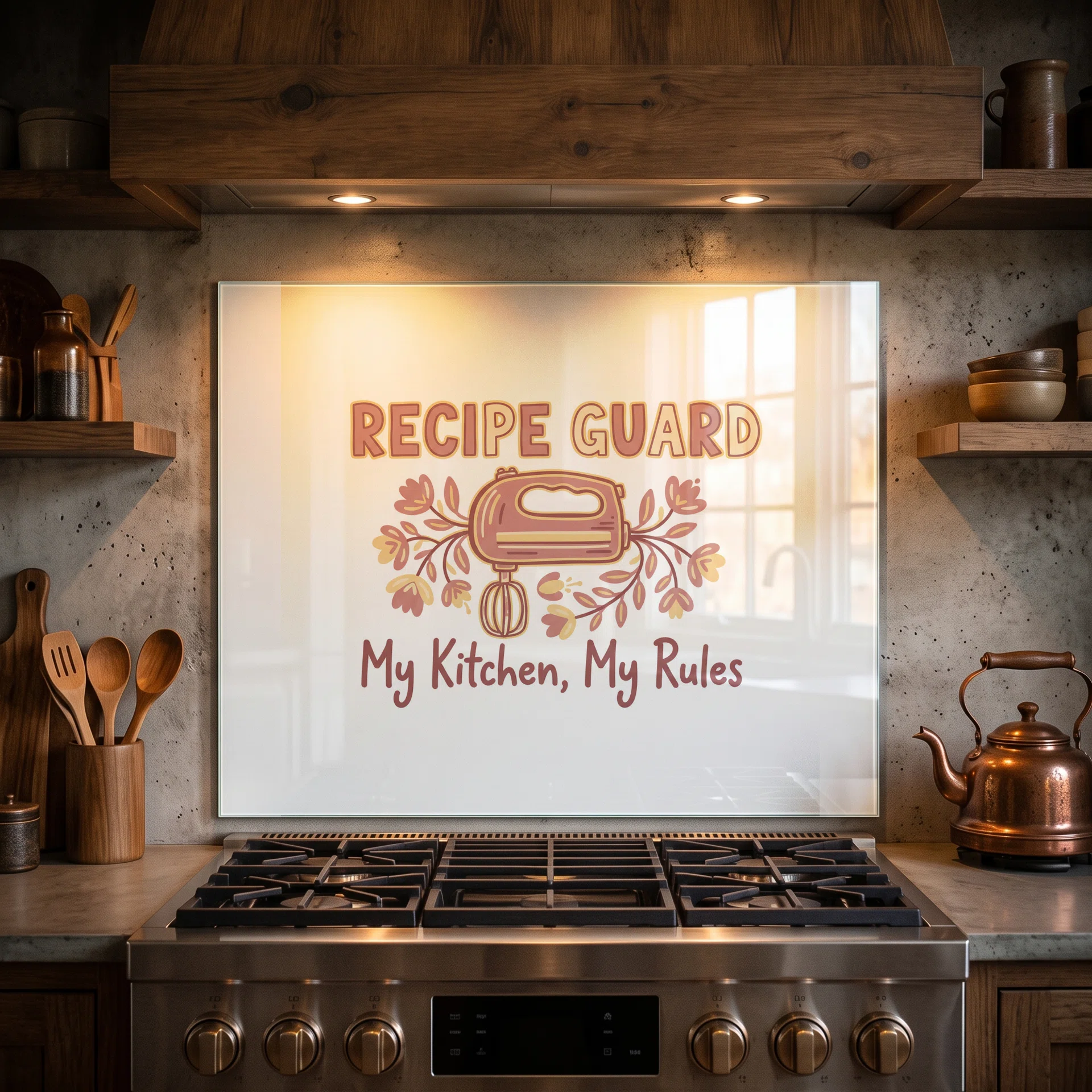 Custom Tempered Glass Kitchen Backsplash Panel Görsel 2