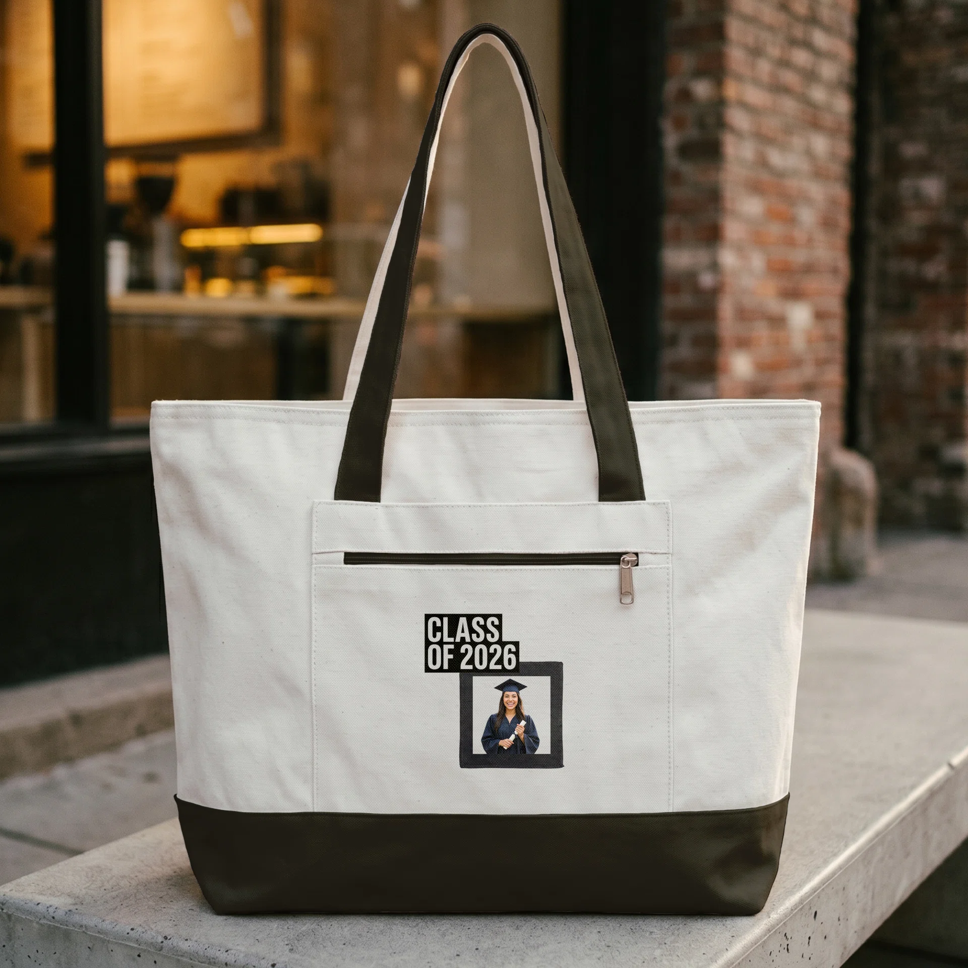 Zippered Canvas Tote Görsel 2