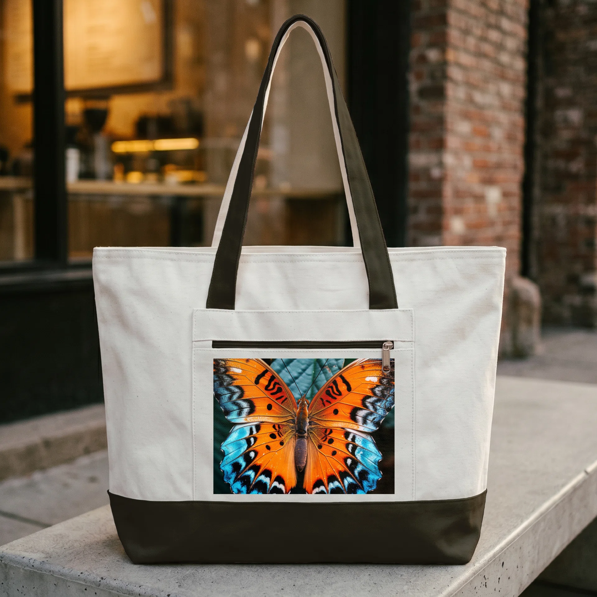 Zippered Canvas Tote Görsel 2