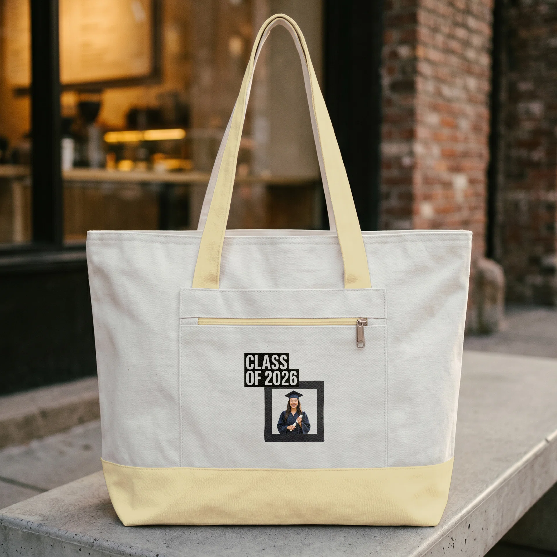 Zippered Canvas Tote Görsel 2