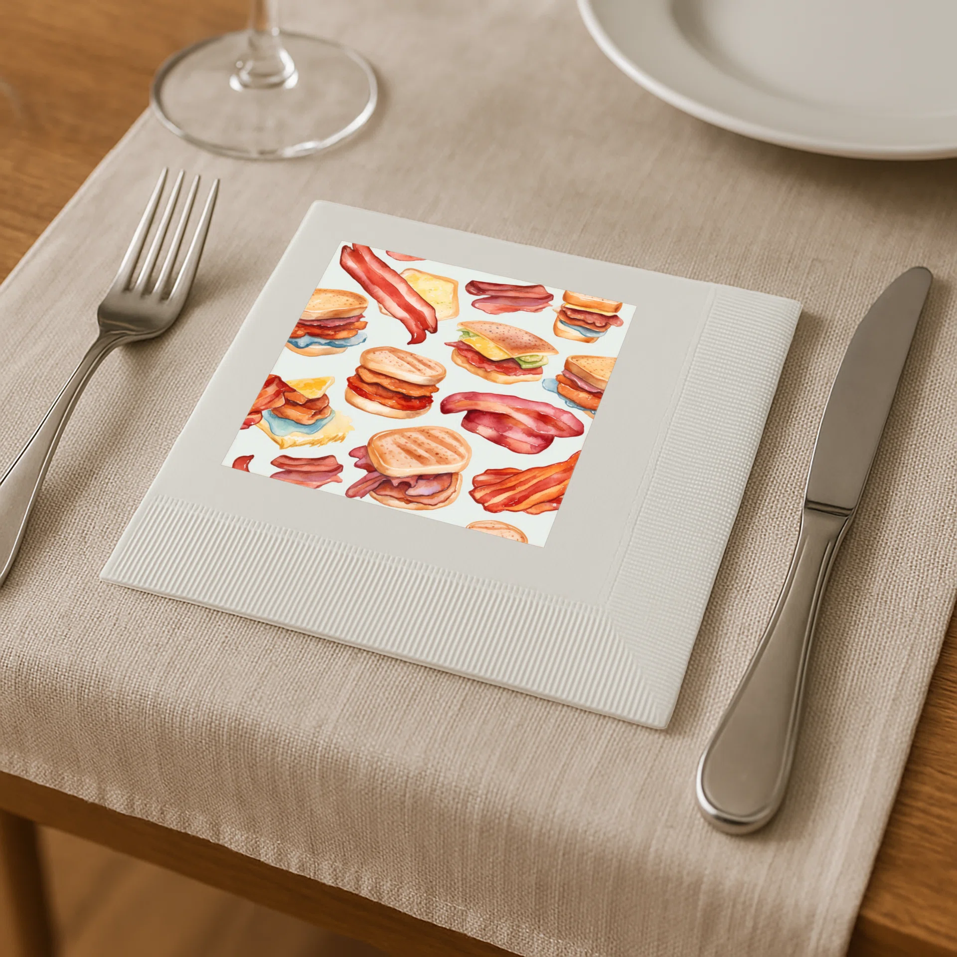 White Coined Napkins Görsel 2