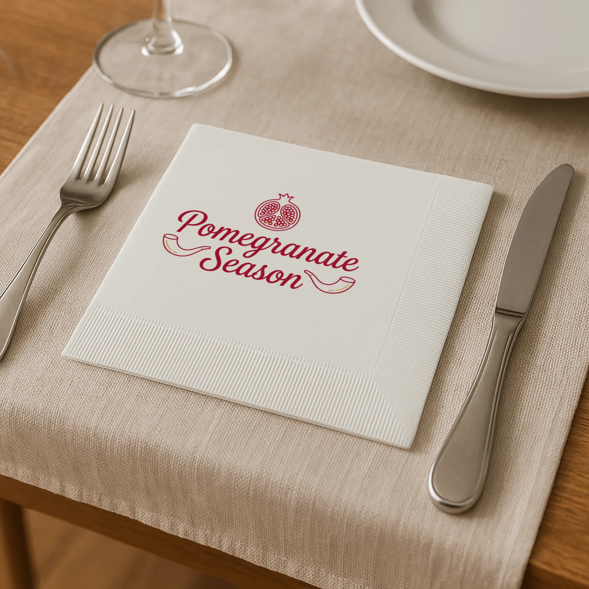 White Coined Napkins Görsel 2