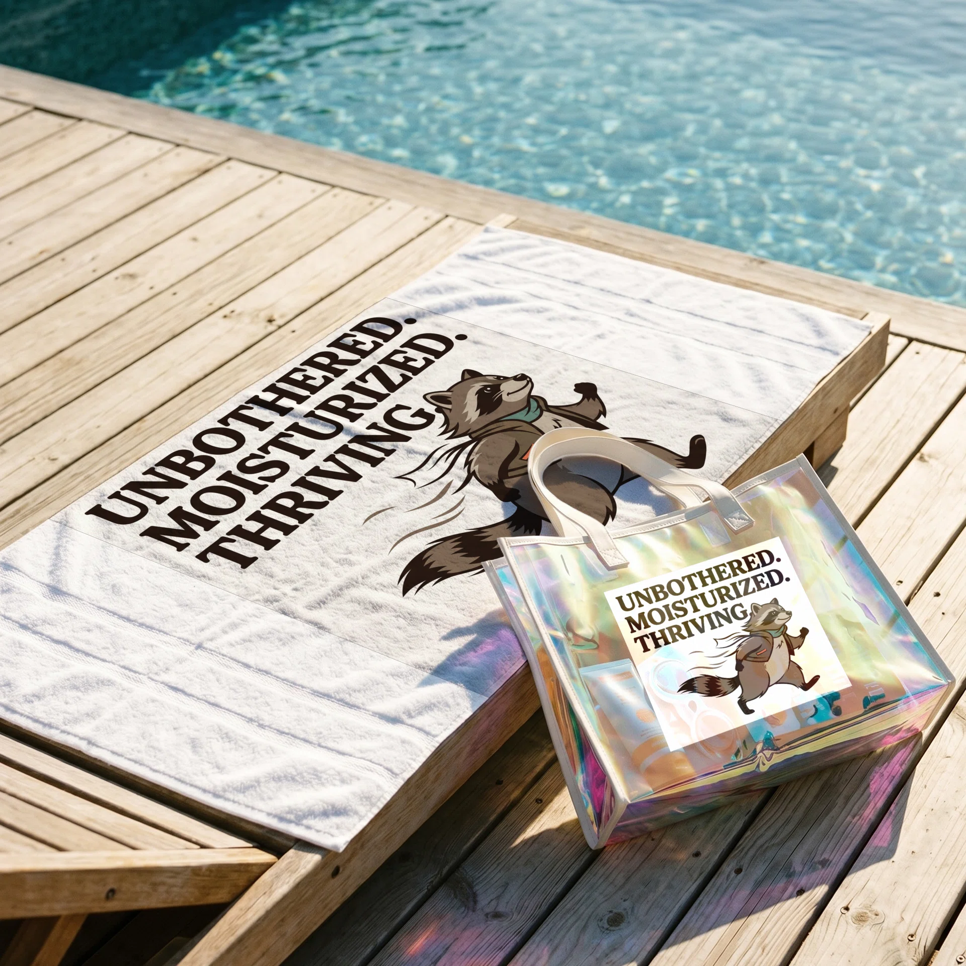 Custom Beach Towel & Holographic Tote Bag Set Görsel 2